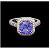 Image 2 : 2.95 ctw Tanzanite and Diamond Ring - 14KT White Gold