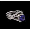 Image 1 : 14KT White Gold 1.22 ctw Tanzanite and Diamond Ring and Guard