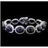 Image 2 : 56.90 ctw Blue Star Sapphire and Diamond Bracelet - 14KT White Gold