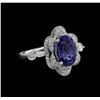 Image 1 : 3.31 ctw Tanzanite and Diamond Ring - 18KT White Gold