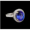 3.15 ctw Tanzanite and Diamond Ring - 14KT White Gold