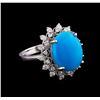 Image 1 : 5.16 ctw Turquoise and Diamond Ring - 14KT White Gold