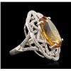 Image 1 : 14KT White Gold 10.91 ctw Citrine and Diamond Ring