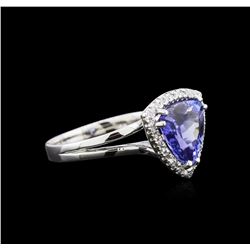 2.88 ctw Tanzanite and Diamond Ring - 14KT White Gold