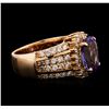 Image 3 : 14KT Rose Gold 3.75 ctw Tanzanite and Diamond Ring