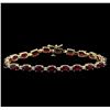 Image 1 : 14.00 ctw Ruby and Diamond Bracelet - 14KT Yellow Gold