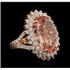 Image 1 : 14KT Rose Gold 13.41 ctw Morganite and Diamond Ring