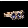 Image 1 : 14KT Rose Gold 1.32 ctw Tanzanite and Diamond Ring