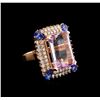 Image 1 : 22.94 ctw Kunzite, Tanzanite and Diamond Ring - 14KT Rose Gold