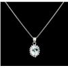 Image 2 : 2.48 ctw Aquamarine and Diamond Pendant With Chain - 14KT White Gold