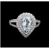 Image 2 : 1.71 ctw Aquamarine and Diamond Ring - 14KT White Gold