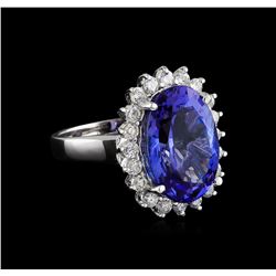 7.99 ctw Tanzanite and Diamond Ring - 14KT White Gold