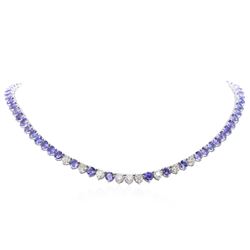 14KT White Gold 49.64 ctw Tanzanite and Diamond Necklace