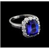 3.78 ctw Tanzanite and Diamond Ring - 14KT White Gold