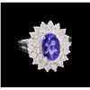 Image 1 : 14KT White Gold 1.65 ctw Tanzanite and Diamond Ring
