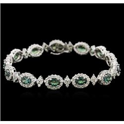 7.80 ctw Alexandrite and Diamond Bracelet - 14KT White Gold