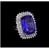 Image 1 : 14KT White Gold GIA Certified 26.74 ctw Tanzanite and Diamond Ring