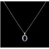 Image 2 : 7.28 ctw Tanzanite and Diamond Pendant With Chain - 14KT White Gold