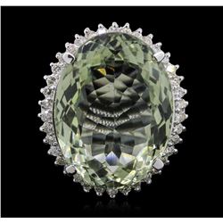 14KT White Gold 37.65 ctw Quartz and Diamond Ring