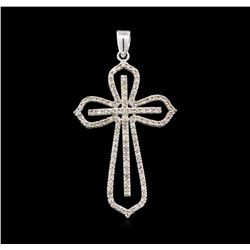 1.00 ctw Diamond Cross Pendant - 14KT White Gold