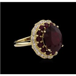 14KT Yellow Gold 10.13 ctw Ruby and Diamond Ring