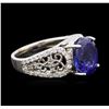 Image 1 : 14KT White Gold 4.10 ctw Tanzanite and Diamond Ring