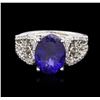Image 2 : 14KT White Gold 4.10 ctw Tanzanite and Diamond Ring