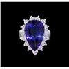 Image 2 : 14KT White Gold GIA Certified 8.26 ctw Tanzanite and Diamond Ring