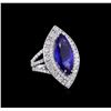 18KT White Gold GIA Certified 10.54 ctw Tanzanite and Diamond Ring