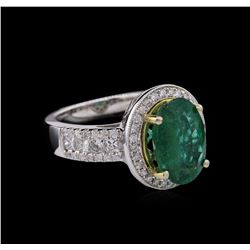 14KT Two-Tone 3.39 ctw Emerald and Diamond Ring