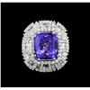 Image 2 : 10.88 ctw Tanzanite and Diamond Ring - 18KT White Gold