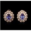 Image 1 : 14KT Rose Gold 2.64 ctw Tanzanite and Diamond Earrings