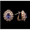Image 2 : 14KT Rose Gold 2.64 ctw Tanzanite and Diamond Earrings
