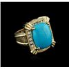 Image 1 : 18KT Yellow Gold 6.52 ctw Turquoise and Diamond Ring