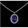 Image 2 : 14KT White Gold 15.40 ctw GIA Certified Tanzanite and Diamond Necklace