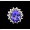 Image 2 : 6.90 ctw Tanzanite and Diamond Ring - 14KT White Gold