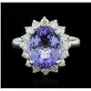 14KT White Gold 4.37 ctw Tanzanite and Diamond Ring