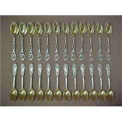 Two sets of twelve demitasse silver spoons, i