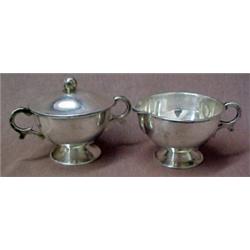 Sterling silver creamer and covered sugar, st
