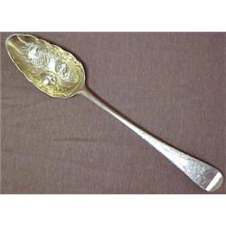 English silver berry serving spoon, raised be