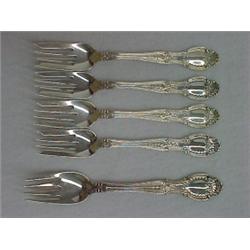 Five Tiffany "Richelieu" sterling silver fork