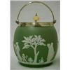 Image 1 : Wedgwood biscuit jar, green jasperware biscui