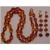 Faceted amber bead necklace and earrings, 22"