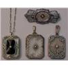 Image 1 : Three crystal and filigree pendants and a pin