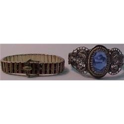 Two costume jewelry bracelets, 1920's channel
