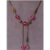 Image 3 : Three 1930's brass and glass necklaces, pink