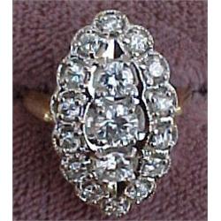Diamond cocktail ring, 14K yellow gold band w