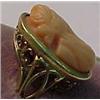 Image 2 : Coral cameo ring, light orange colored coral