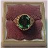 Image 1 : 14K yellow gold filigree ring with green ston