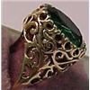 Image 2 : 14K yellow gold filigree ring with green ston